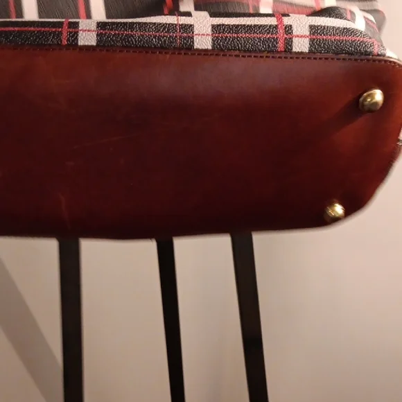 Brahmin Plaid Zip Closure Tote